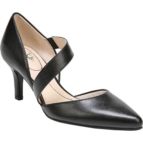 Life stride heels - Strut your stuff in amazing comfort with these glamorous and lightweight LifeStride Maebree heels. SHOE FEATURES. Soft faux leather upper with an open toe, instep strap with adjustable metallic buckle, heel sling strap, and pleated vamp detail. Soft System® comfort package provides all-day support, flex, and cushioning.